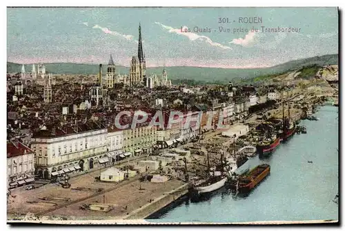 Cartes postales Rouen Les Quais Vue Prise Du Transbordeur Bateaux