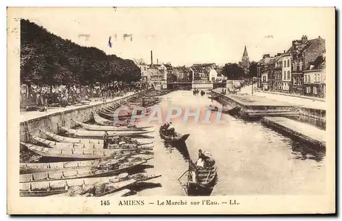 Cartes postales Amiens Le Marche Sur I&#39Eau Bateaux