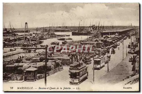 Ansichtskarte AK Marseille Bassins Et Quais De La Joliette Bateaux Tramway