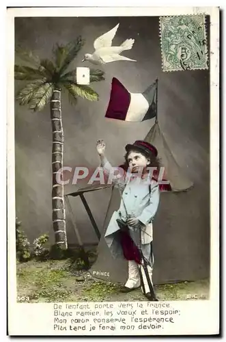 Cartes postales Fantaisie De l&#39enfant porte vers la France Colombe Militaria