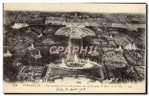 Ansichtskarte AK Versailles Vue Generale prise a vol d&#39oiseau sur le Chateau le parc et la ville