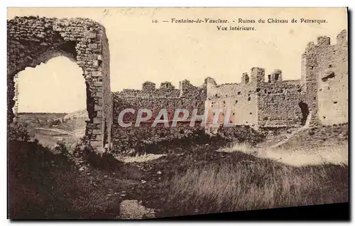 Cartes postales Fontaine de Vaucluse Ruines du Chateau de Petrarque Vue Interieure