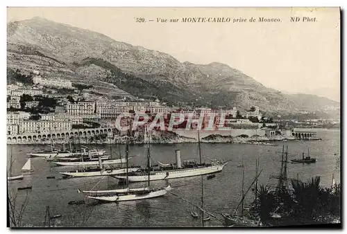 Cartes postales Vue Sur Monte Carlo Prise de Monaco Bateaux Voiliers