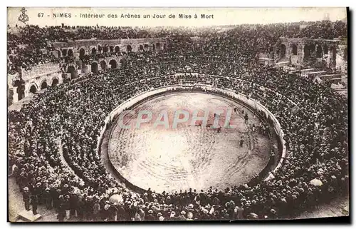 Cartes postales Nimes Interieur des Arenes Un Jour de Mise a Mort Corrida Taureau