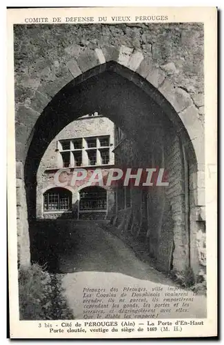 Cartes postales Cite de Perouges La porte d&#39en haut Porte cloutee vestige du siege