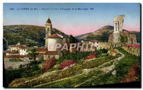 Cartes postales La Turbie Vue Sur la Tour d&#39Auguste et le Mont Agel