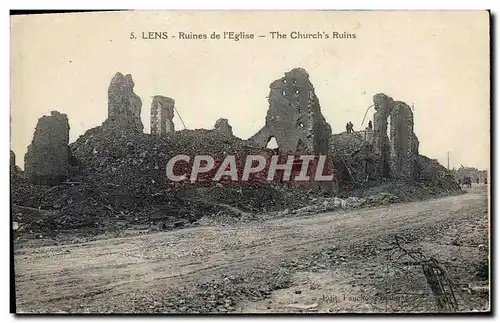 Cartes postales Lens Ruines de L'Eglise Militaria