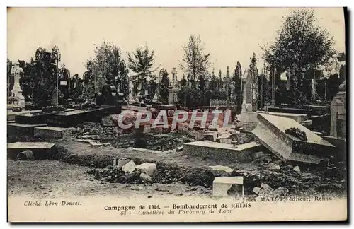 Ansichtskarte AK Campagne de 1914 Bombardement de Reims Cimetiere du faubourg de Laon Militaria