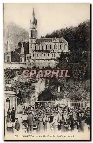 Cartes postales Lourdes La Grotte et la Basilique