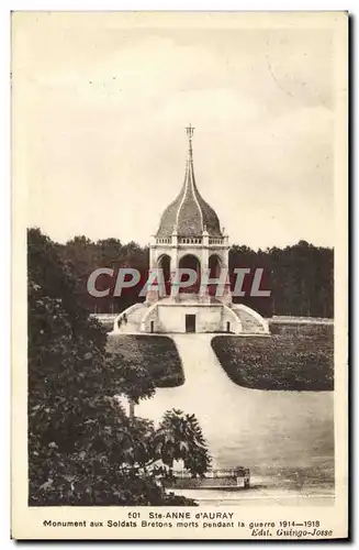 Cartes postales Sainte Anne d'Auray Monument Aux Soldats Bretons Morts Pendant la guerre Militaria