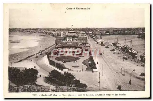 Ansichtskarte AK Saint Malo Vue Generale Vers le Casino la Grande Plage et les Bassins