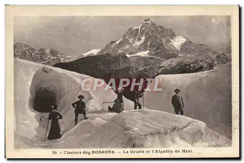 Cartes postales Glaciers Des Bossons La Grotte Et I&#39Aiguille Du Midi Alpinisme