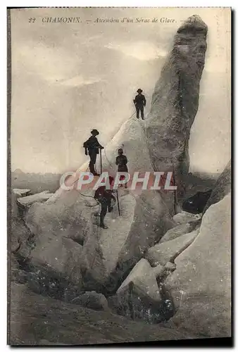 Cartes postales Chamonix Ascension D&#39un Serac De Glace alpinisme