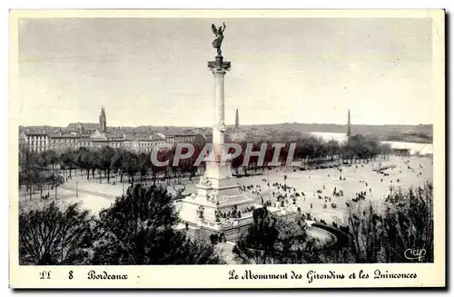 Cartes postales Bordeaux Le Monument Des Girondins Et Les Quinconces