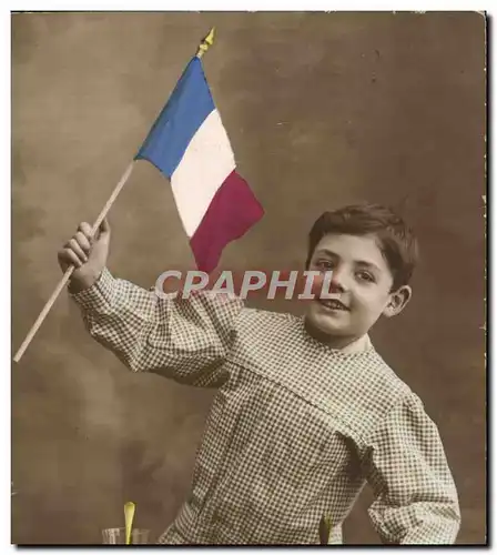 Ansichtskarte AK Fantaisie Enfant Drapeau