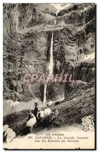 Ansichtskarte AK Les Pyrenees Gavarnie La Grande Cascade vue des echelles du Saradet Berger Moutons