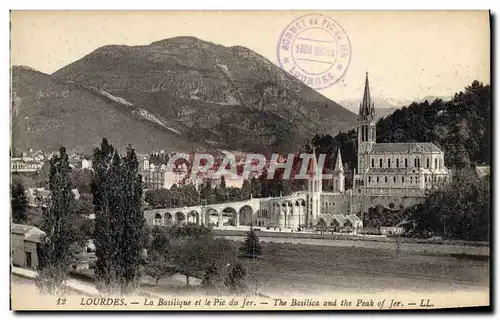 Ansichtskarte AK Lourdes La Basilique Et Le Pic Du Jer