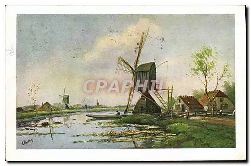 Cartes postales Fantaisie Moulin a vent
