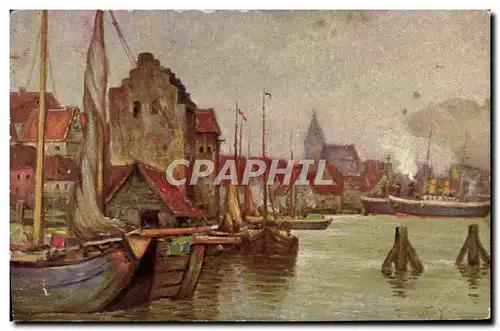 Cartes postales Fantaisie W Hoy Alter hafen Bateaux