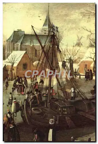 Cartes postales Fantaisie Winterlandschap van H Avercamp Bateau