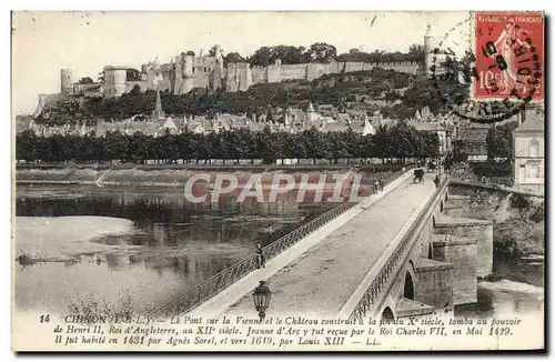 Cartes postales Chinon Le Pont Sur La Vienne et le chateau