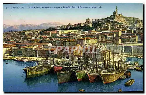 Cartes postales Marseille Vieux Port Vue Panoramique Bateaux