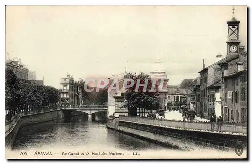 Cartes postales Epinal Le Canal et le Pont des Nations