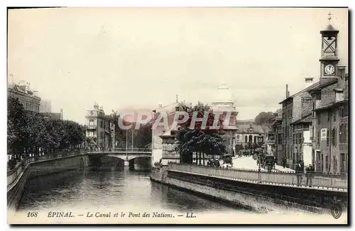 Cartes postales Epinal Le Canal et le Pont des Nations