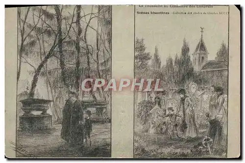 Cartes postales La Toussaint au cimetiere des Chaprais Scenes bisontines