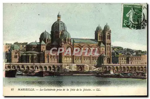 Cartes postales Marseille La Cathedrale prise de la Jetee de la Joliette