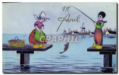 Ansichtskarte AK Fantaisie Enfants 1er avril Poisson Moulin