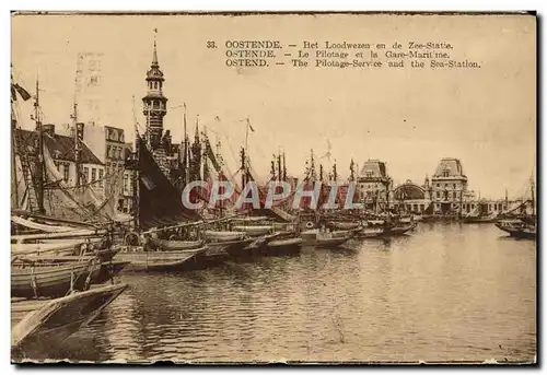 Cartes postales Oostende Ret Loowezen en de Zee Statie Bateau