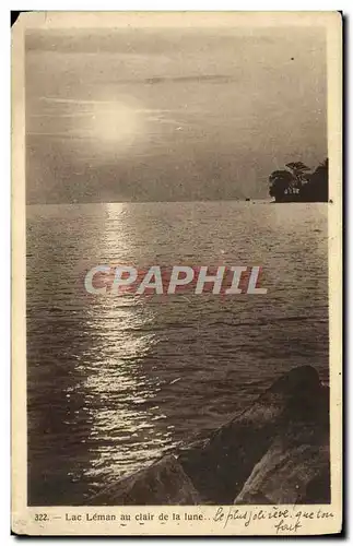 Cartes postales Lac Leman au Clair de la lune