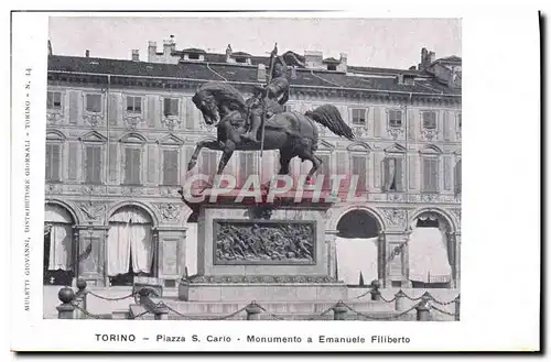 Cartes postales Torino Piazza S Carlo Monumento a Emanuele Filiberto