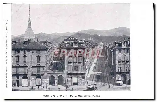 Cartes postales Torino Via di Po e Via della Zecca