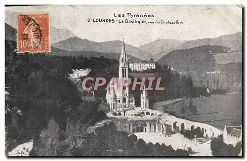 Ansichtskarte AK Lourdes La Basilique vue du Chateau Fort