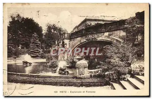 Cartes postales Metz Esplanade et Fontaine