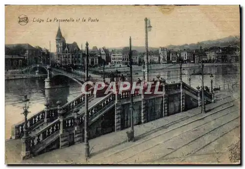 Cartes postales Liege La Passerelle et la Poste