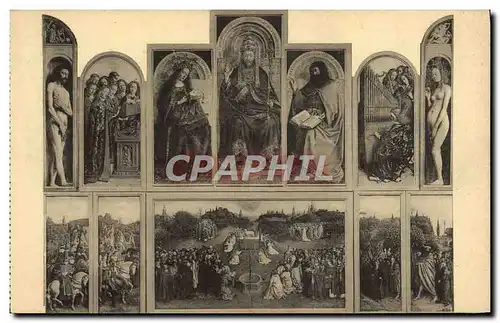 Ansichtskarte AK Gand Eglise Saint Bavon Tableau Le Triomphe de l&#39Agneau Hubert Jean Van Dyck