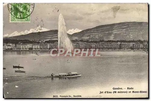 Cartes postales Geneve Rade Jet d&#39Eau et Mont Blanc