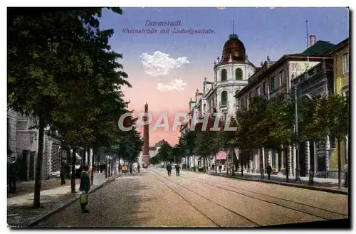 Cartes postales Darmstadt Rheinstrasse mir Ladwigssaule