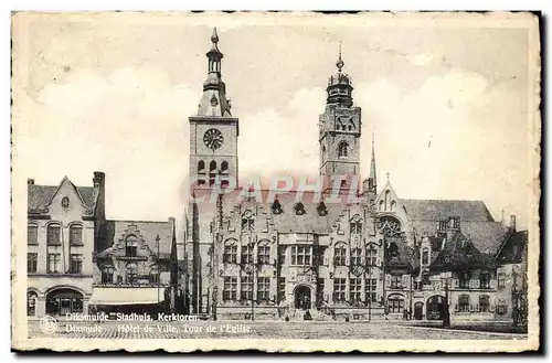 Cartes postales Dixmude Hotel de ville Tour de l&#39eglise