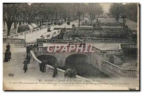 Ansichtskarte AK Nimes Jardin de la Fontaine Bains Romains