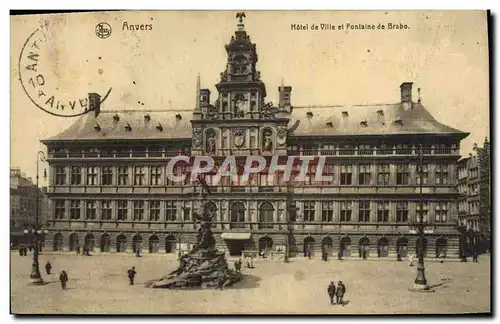 Cartes postales Anvers Hotel de Ville et Fontaine de Brabo