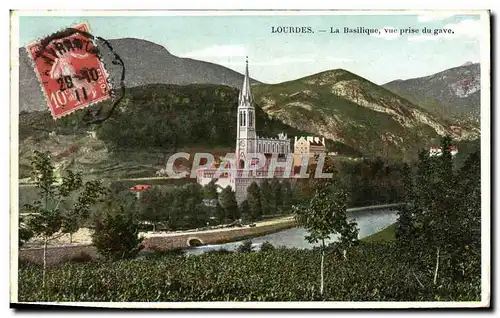 Cartes postales Lourdes La Basilique vur prise du gave