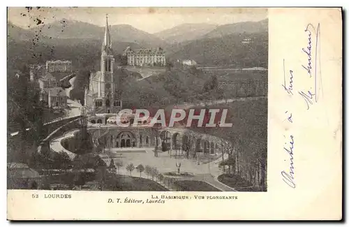 Cartes postales Lourdes La Basilique Vue Plongeante