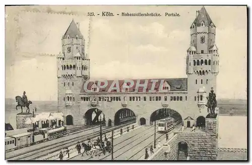 Cartes postales Koln Hohenzollernbrucke Portale Train