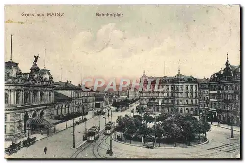 Cartes postales Gruss aus Mainz Bahnhofplatz