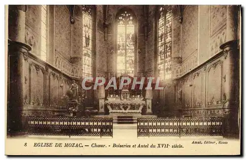 Cartes postales Eglise De Mozac Choeur Boiseries et Autel du 17eme