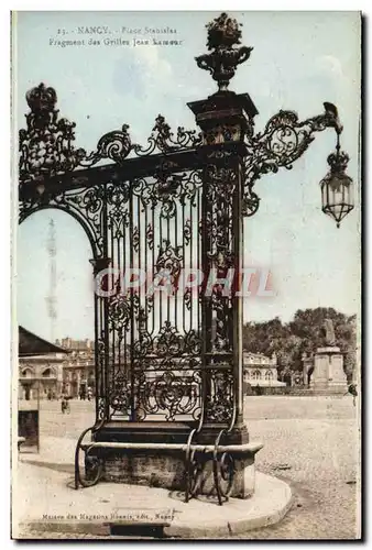 Cartes postales Nancy Palais Stanislas Fragment des grilles Jean Lamour